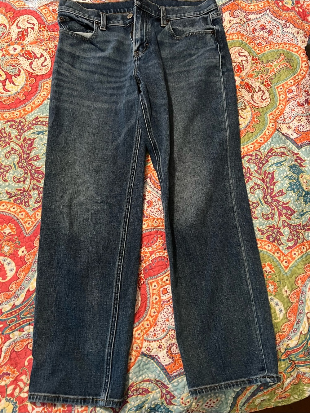 Lucky Brand Women’s Relaxed Straight-Leg Jeans in Dark Blue Denim